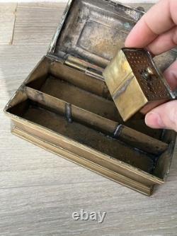 Curious Pocket Inkwell Box in Bronze and Brass, 18th–19th Century, Holland, High Period