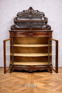 Curved Napoleon III period display cabinet, made of mahogany, dating from the 19th century