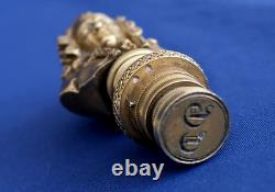 DESK / INKWELL Gilded Bronze Seal Depicting Voltaire Empire Period 19th Century