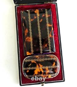 Dance card + coin purse, tortoiseshell and 14K gold, Napoleon III period, 19th century