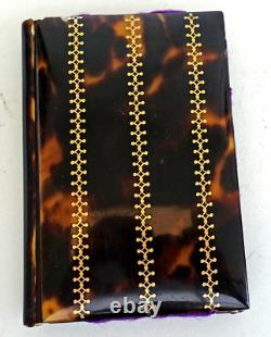 Dance card + coin purse, tortoiseshell and 14K gold, Napoleon III period, 19th century