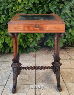 Davenport Desk in Marquetry Walnut Victorian Era