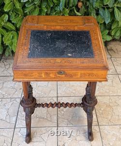 Davenport Desk in Marquetry Walnut Victorian Era