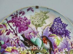 Decorative Plate with Flowers and Birds, Hand-Painted Porcelain, 19th Century