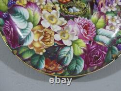 Decorative Plate with Flowers and Birds, Hand-Painted Porcelain, 19th Century