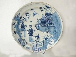 Delft Plate White Blue Chinese Decor Birds Nineteenth Time