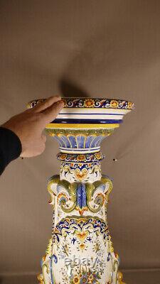 'Desvres Fourmaintraux Brothers' Faience Column Pedestal, late 19th Century'