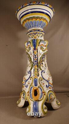 'Desvres Fourmaintraux Brothers' Faience Column Pedestal, late 19th Century'