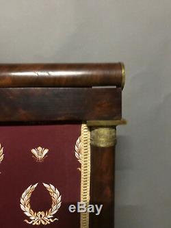 Display Firewall Fireplace Empire Era Mahogany And Gilt Bronze 19th Nineteenth