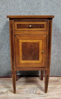 Display cabinet or bedside table in Louis XVI style with marquetry from the 19th century