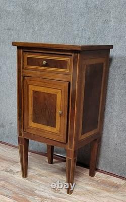 Display cabinet or bedside table in Louis XVI style with marquetry from the 19th century
