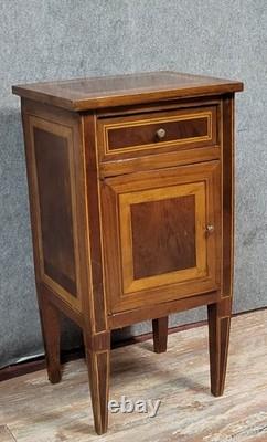 Display cabinet or bedside table in Louis XVI style with marquetry from the 19th century