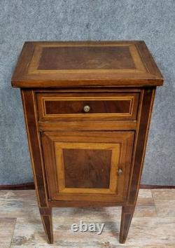Display cabinet or bedside table in Louis XVI style with marquetry from the 19th century