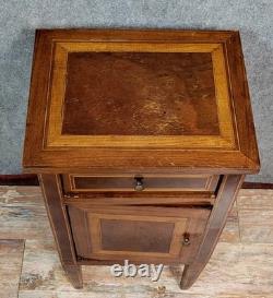 Display cabinet or bedside table in Louis XVI style with marquetry from the 19th century