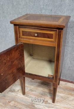 Display cabinet or bedside table in Louis XVI style with marquetry from the 19th century