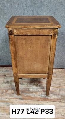 Display cabinet or bedside table in Louis XVI style with marquetry from the 19th century