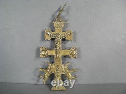 Double Face Pendent Croix / Religious Croix In Bronze Epoque XIX Ème Siecle