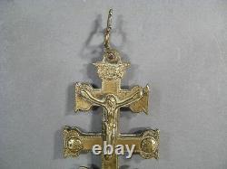 Double Face Pendent Croix / Religious Croix In Bronze Epoque XIX Ème Siecle