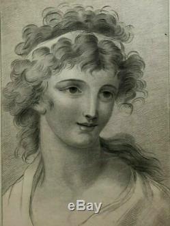 Drawing Old Original Xixth Century Portrait Of A Woman