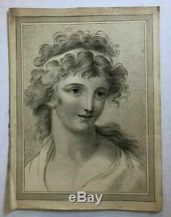 Drawing Old Original Xixth Century Portrait Of A Woman