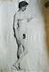 Drawing-charcoal Original-nude Masculine- Epoque Xix Eme Siecle-study Of Nude