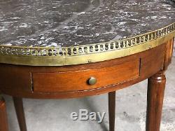 Drum Table Louis XVI Style Marble-topped Vintage Late XIX