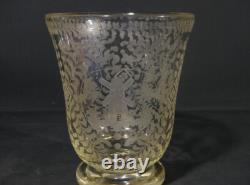 Dutch Glass Engraved Vase, Boat, Windmill, and Lighthouse, Netherlands, 19th Century