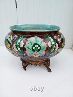 Earthenware Planter Signed Edouard Gilles 19th Century Period