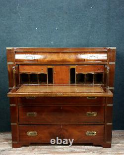 Elegant 19th Century Navy Secretary In Mahogany And Gilded Bronzes