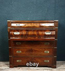 Elegant 19th Century Navy Secretary In Mahogany And Gilded Bronzes