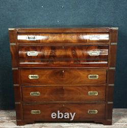 Elegant 19th Century Navy Secretary In Mahogany And Gilded Bronzes