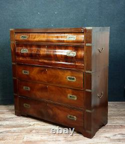 Elegant 19th Century Navy Secretary In Mahogany And Gilded Bronzes