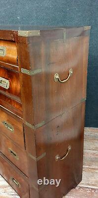 Elegant 19th Century Navy Secretary In Mahogany And Gilded Bronzes