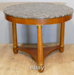 Empire Period Cherry Wood Guéridon Table with Marble Top, Early 19th Century