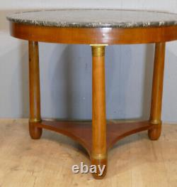 Empire Period Cherry Wood Guéridon Table with Marble Top, Early 19th Century