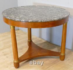 Empire Period Cherry Wood Guéridon Table with Marble Top, Early 19th Century