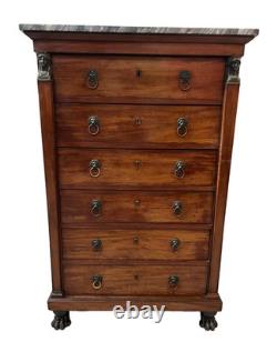 Empire Period Mahogany and Veneer Chest of Drawers 19th Century