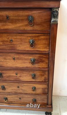 Empire Period Mahogany and Veneer Chest of Drawers 19th Century