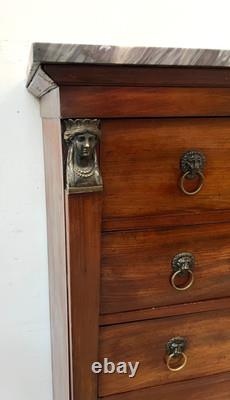 Empire Period Mahogany and Veneer Chest of Drawers 19th Century