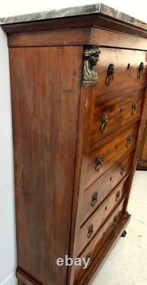 Empire Period Mahogany and Veneer Chest of Drawers 19th Century
