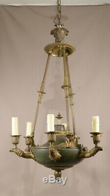 Empire Style Chandelier For Eagles Gilt Bronze And Green Sheet, Time XIX