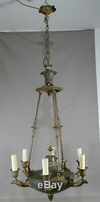 Empire Style Chandelier For Eagles Gilt Bronze And Green Sheet, Time XIX