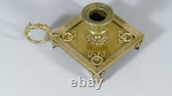 Empire Style Hand Candleholder from the Late 19th Century in Bronze and Brass
