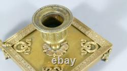 Empire Style Hand Candleholder from the Late 19th Century in Bronze and Brass