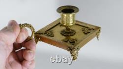 Empire Style Hand Candleholder from the Late 19th Century in Bronze and Brass