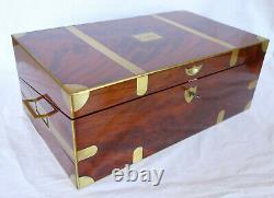 Empire Writing Box In Massive Mahogany And Brass 19th Century