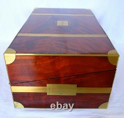 Empire Writing Box In Massive Mahogany And Brass 19th Century