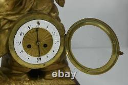 Empire-era Automaton Clock In 19th Century Gilded Wood