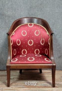 Empire-style gondola armchair in mahogany, 19th century