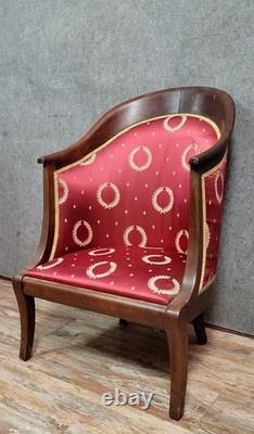 Empire-style gondola armchair in mahogany, 19th century